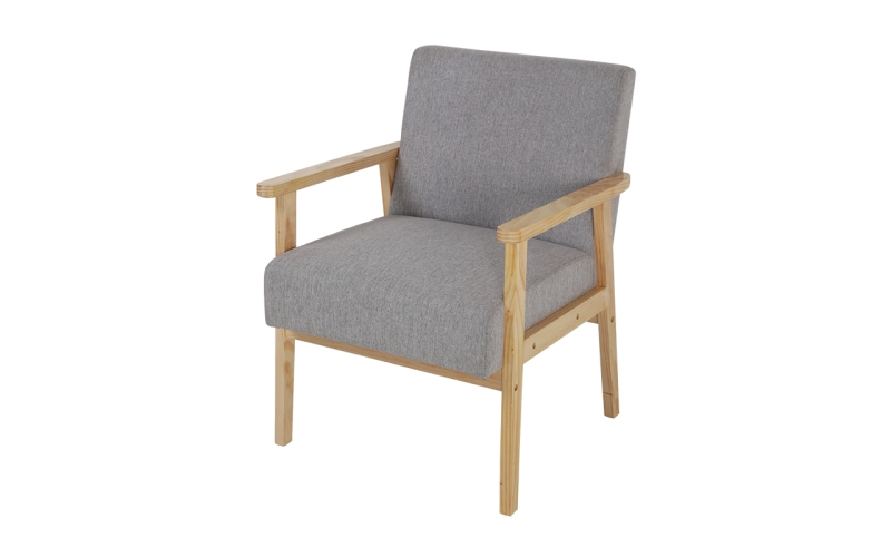 木扶手田园布艺单人沙发